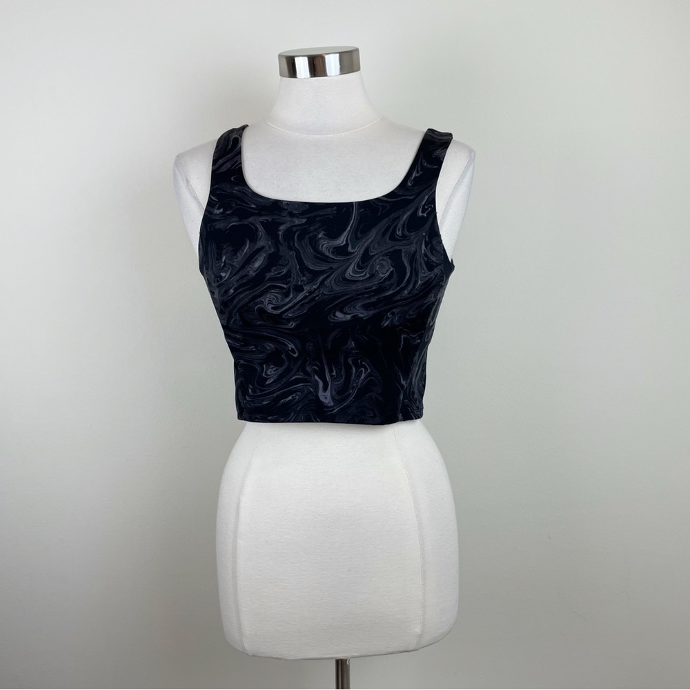 H&M Sport Black Gray Marble Sports Bra Women Medium